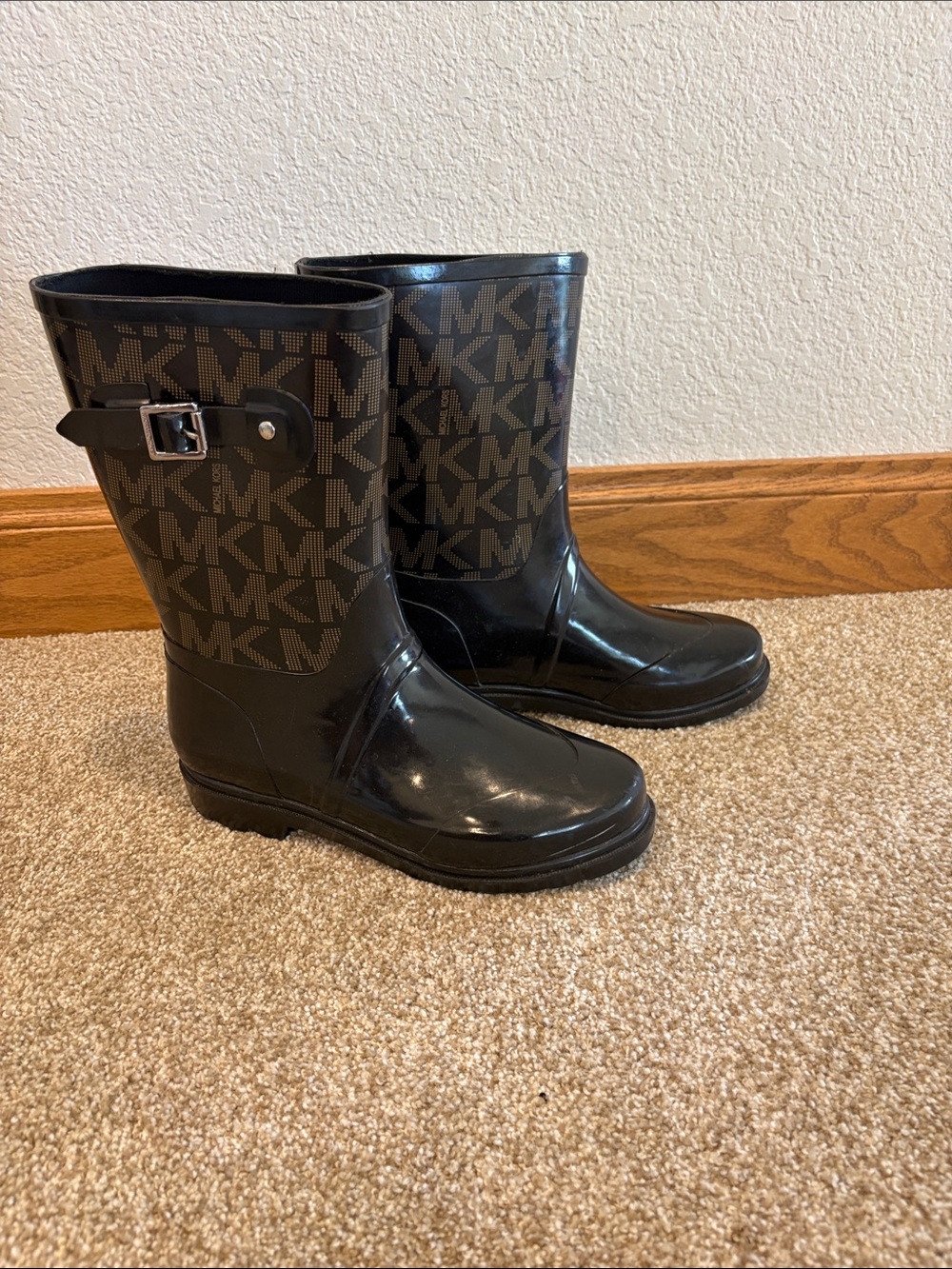Michael Kors Black MK Logo Mid-Calf Rain Boots